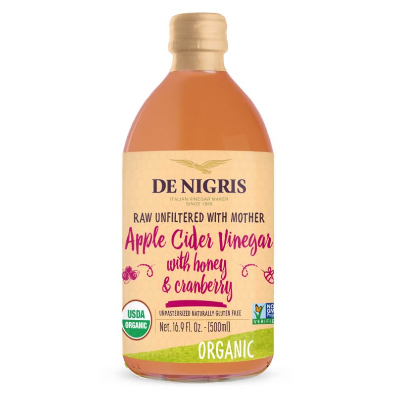 Organic unfiltered Apple Cider Vinegar with Honey and Cranberry